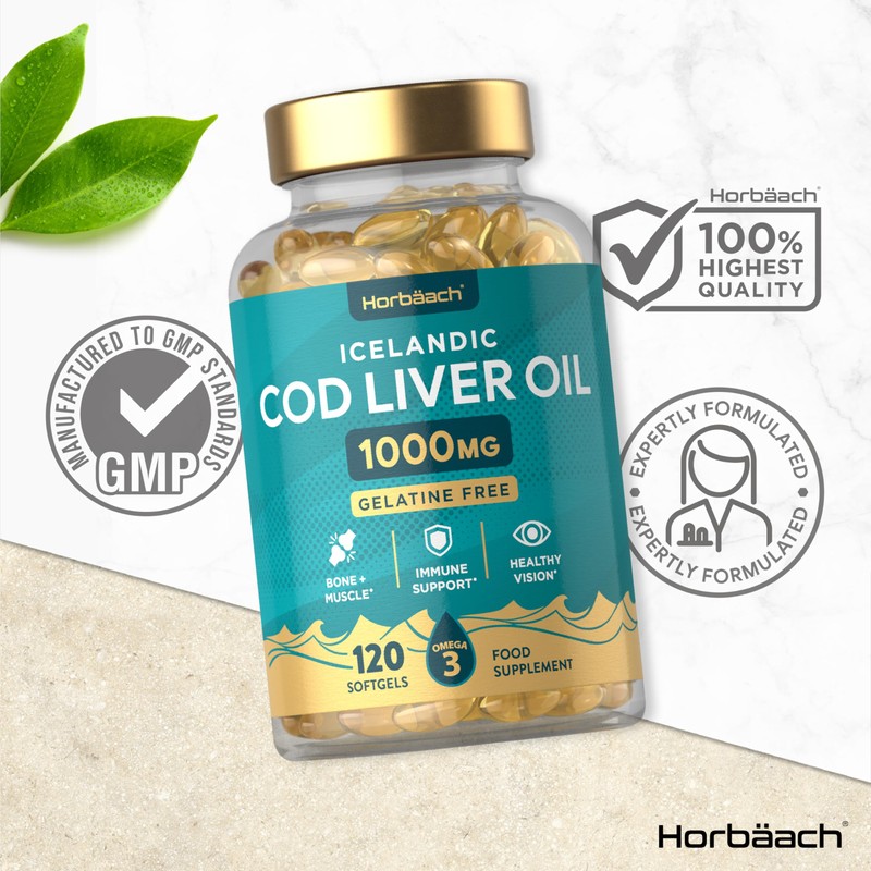 Cod Liver Oil Capsules High Strength 1000mg | 120 Count