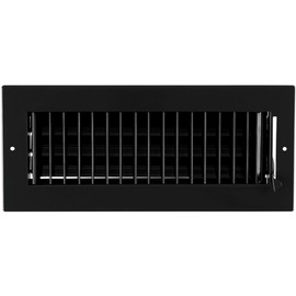 12"w X 4"h Adjustable AIR Supply Diffuser - HVAC Vent Cover Sidewall or Ceiling - Grille Register - High Airflow - Black [Outer Dimensions: 13.75"w X 5.75"h]
