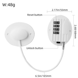 Refrigerator Lock with Combination, Keyless Security Lock for Freezers, Cabinets, Drawers, Easy Installation (2, White)