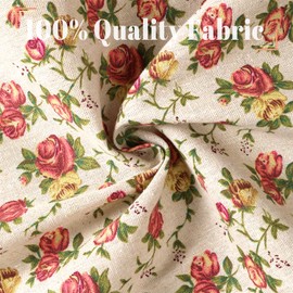 Moslovstar Romantic Blooming Roses 1 Panel Vintage Cotton Linen Half Curtain for Kitchen Cafe Elegant Floral Lace Hemline 55"W x 43"L, Beige