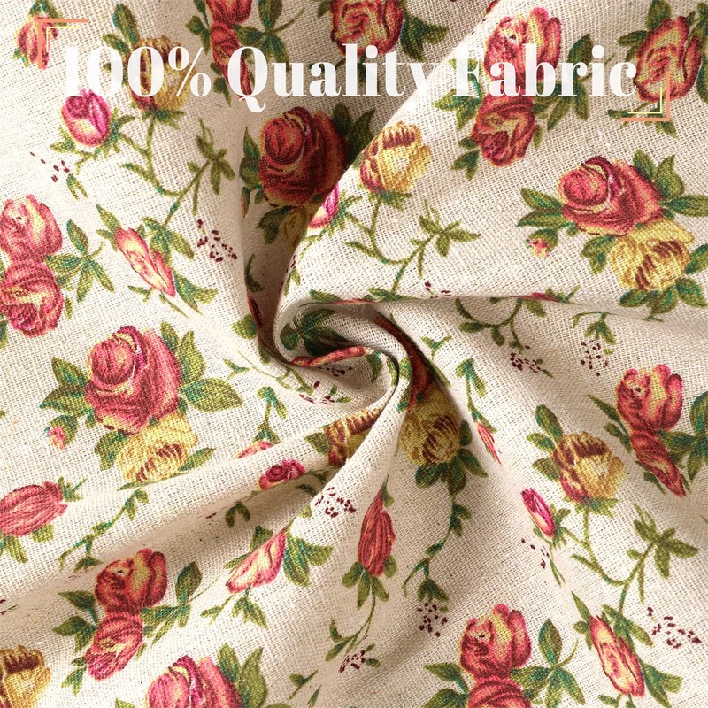 Moslovstar Romantic Blooming Roses 1 Panel Vintage Cotton Linen Half