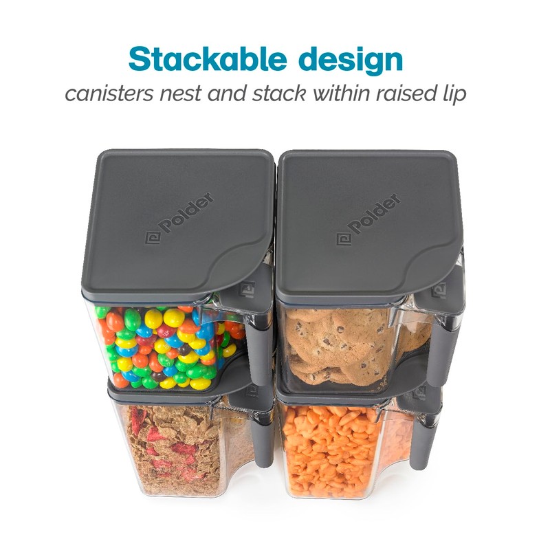 Polder Handle-It Canister, BPA-Free Plastic, Stackable Kitchen Storage Container, Air-Tight