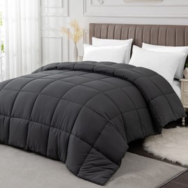 MATBEBY California King Comforter Duvet Insert - All Season Dark Grey Comforters Cal King - Quilted Down Alternative Bedding Comforter with Corner Tabs - Winter Summer Fluffy Soft - Machine Washable
