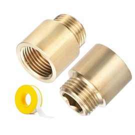 Shower Head Extension Arm, 2 Pack Brass G1/2 Male to G1/2 Female Thread 30mm Length Pipe Fitting Coupler Copper Shower Head Extender with 8M PTFE Pipe Sealant Tape