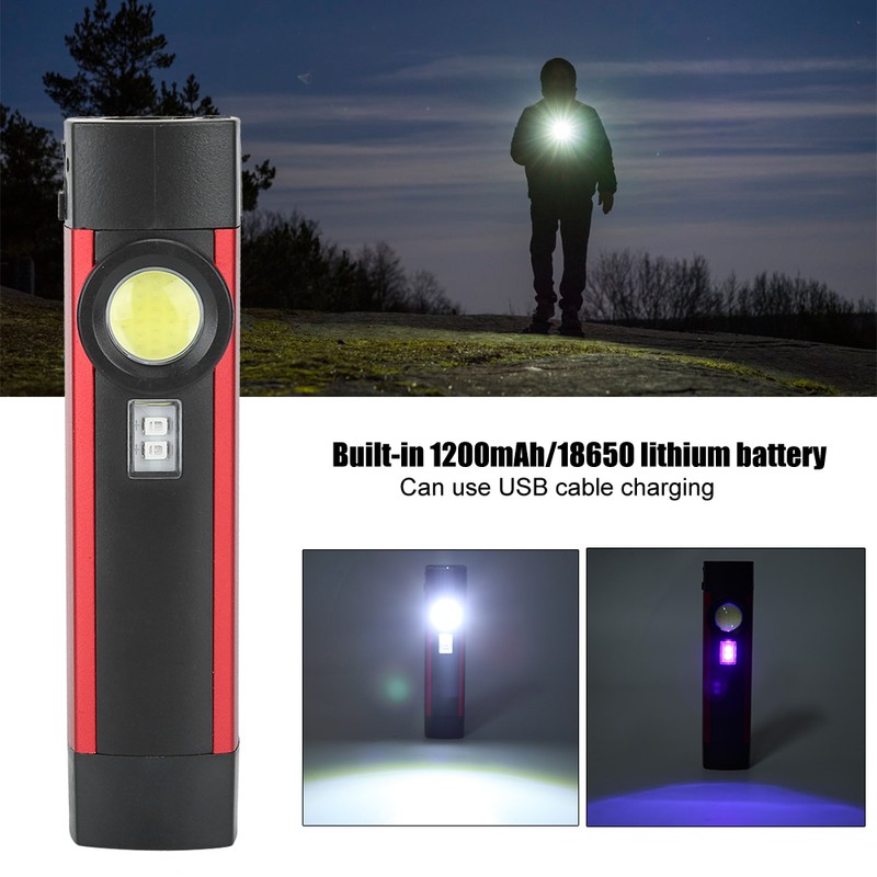 Portable COB Purple Light LED Flashlight Mini Magnet Torch 4