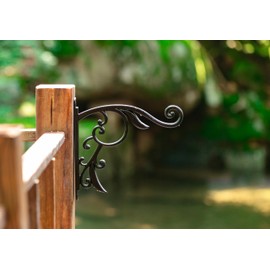 CLYB Hanging Planter Brackets 10-Inch Farmhouse-Inspired Fancy Metal Outdoor Brackets,Outdoor Hanging Brackets Wall Hook Heavy Duty Planter Brackets,Black Iron Indoor/Outdoor Planter Hanger Hook