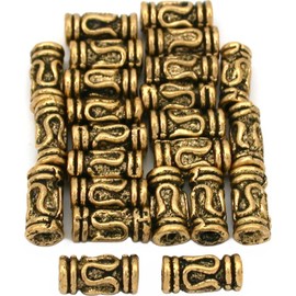 15g Bali Lariat Tube Bead Antq Gold Plate 9mm Approx 24