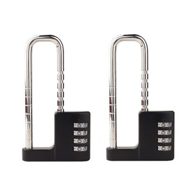 Cabinet Lock, Combination Padlock, Gym Lock, 4.6 inch* 2.54 inch* 0.57 inch, Black, Stainless Steel, Adjustable Shackle Lock, U Shape Lock for Cabinet, Outdoor, School, Gym, lockers, Fences, RiNTREE