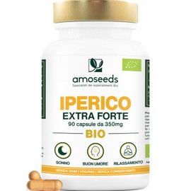 Iperico BIO | Erba di San Giovanni | Concentrato di Ipericina | Buon Umore, Rilassamento, Sonno | 90 capsule vegane da 350 mg | Qualità Superiore