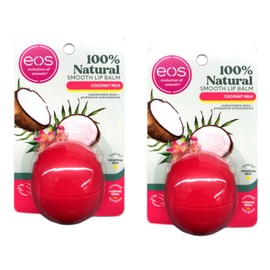 EOS Bálsamo labial liso 100% natural, leche de coco con karité, para piel sensible, sin gluten, 0.25 onzas (paquete de 2)