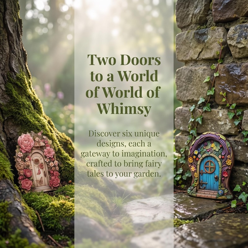 Nerciony Wooden Fairy Doors for Garden – 6pcs Miniature Door
