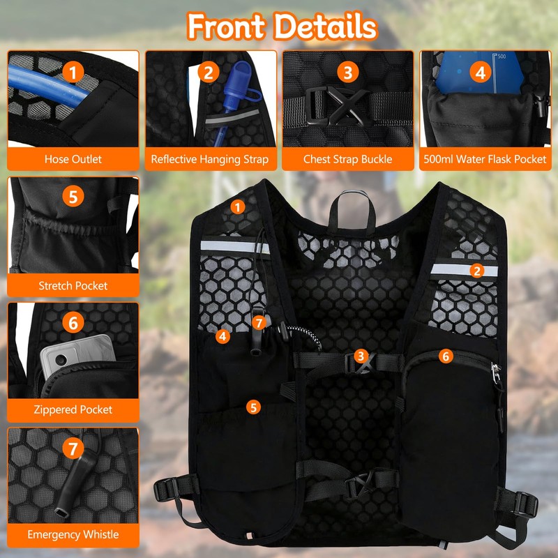Gilet Running Uomo Donna, Zaino Idratazione Trail Running Leggero
