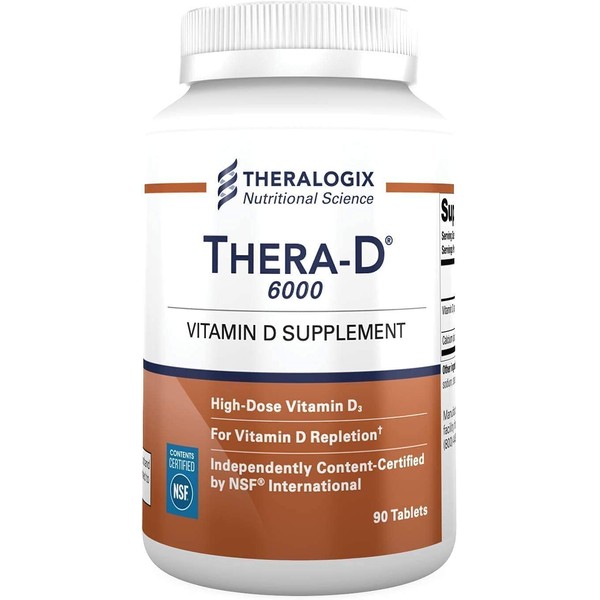 Thera-D 6000 Vitamin D Supplement | 6,000 IU Vitamin D3 Tablets | 90 Day Supply | Made in The USA
