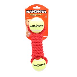 Mammoth Flossy Chews Twister Rope Toy with Tennis Balls Premium Cotton-Poly Tug Toy for Dogs Interactive Dog Tug Toy Rope Dog Toy with Tennis Balls for Small to Medium Dogs Medium 9" - Assorted Colors