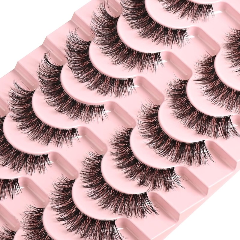 FARRED Natural False Eyelashes Cat Strip Invisible Band Faux Mink