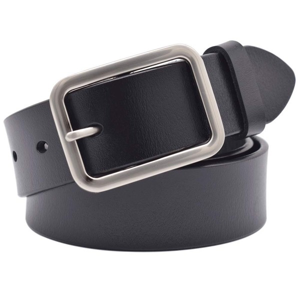 VONSELY Soft Wide Leather Belt for Jeans Shorts, Leather Belt