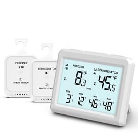 ORIA Refrigerator Thermometer, Freezer Thermometer, 3.7 in Digital Fridge Thermometer with 2 Sensors, Min Max Record, Alarm, Temperature Monitor for Refrigerator Freezer