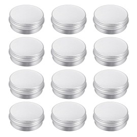 XLIUAX 1Oz Lip Balm Containers, Silver Aluminum Tin Jar Refillable Container, 15 ml Round Tin Container Bottle with Screw Lids Travel Cosmetic Containers for Lip Balm Cream Salves Lotion Bars, 12 Pcs