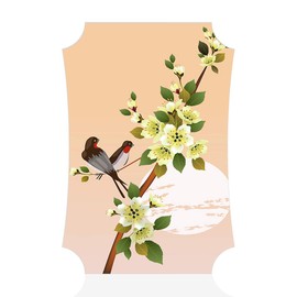 Fastasticdeals Vertical Home Decor Wall Sign Evening in The Garden Blooming Cherry B Night Art Picture Frame Berlin Shape 8x12Inches