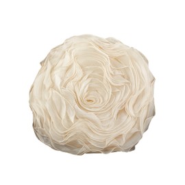 SARO LIFESTYLE Rose Design Throw Pillow, Champagne, 16"