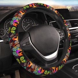 Bright Butterfly Fashion Steering Wheel Cover for Women Men Girls Car Accessories Decor Anti-Slip Neoprene Auto Steering Wheel Covers Protector Universal 15 Inch