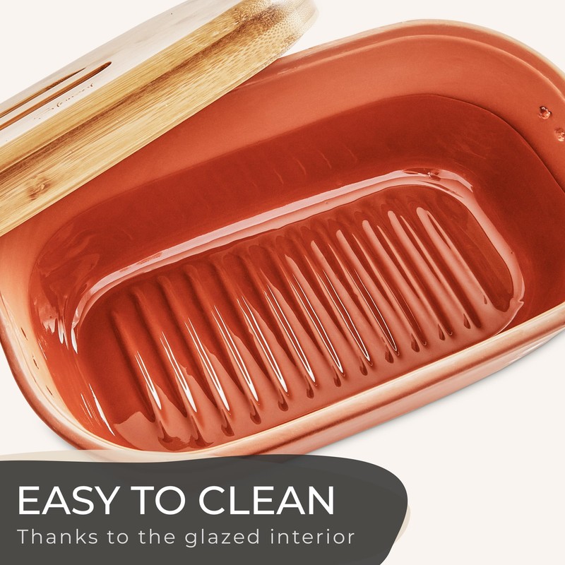 Steinzeit Bread Box Made from Breathable Terracotta (9.8x5.1x3.9 inches) -