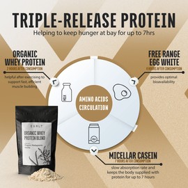 EXALT | 7hr Triple Release Protein Blend: Grass Fed Whey Protein Powder, Free-Range Egg White & Micellar Casein | Madagascan Vanilla | 500G