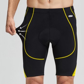 Santic Cycling Men's Shorts Biking Bicycle Bike Pants Half Pants 4D Coolmax Padded Yellow XXL GENTING