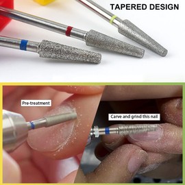 3pcs Nail Drill Bits, Professional Nail Bits for Nail Russian Style Front Replaceable Grinding Head Acrylic Nail Drill Bits Manicure Tool With a Matching Box for Nail Polishing and Removal