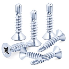 150pcs 4.2x19 mm Self Tapping Screws Self Drilling Screws Countersunk Blue White Zinc for Metal Sheets Roofing Windows, Etc