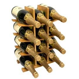DECOMIL - 12 Bottle Samurai Style Stackable Modular Wine Rack Wine Storage Rack Solid Bamboo Wine Holder Display Shelves, Wobble-Free (12 Bottle Capacity - Samurai Style Capacity)