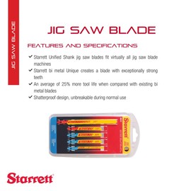 Starrett Bi-Metal Unified Shank Jig Saw Blade Kit, 5 Pieces - Ideal for Professionals and DIYers, Exclusive Technology, Multi-Edge Performance
