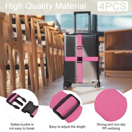 Pack of 4 Luggage Straps & 4 Luggage Tags & 2 Pieces Add a Bag Luggage Straps, Luggage Strap Strap, Adjustable Luggage Straps, Eye-catching Luggage Strap for Suitcases (Pink)