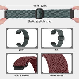 Ecogbd 16 mm 18 mm 20 mm 22 mm Elastic Nylon Replacement Strap, Quick Release Strap, Soft Adjustable Breathable Sports Bands, Watch Straps for Men and Women, Nylon