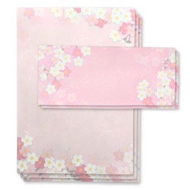 Japanese Cherry Blossom Stationery Paper and Envelopes Set, Made in Japan,15 Sheets, 8 Envelopes (Dark Pink), Elegant Washi Paper for Writing Crafts,Gift