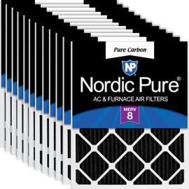 Nordic Pure 14x24x1 (13 3/4 x 23 3/4 x 3/4) Pure Carbon Pleated Odor Reduction Furnace Air Filters 12 Pack
