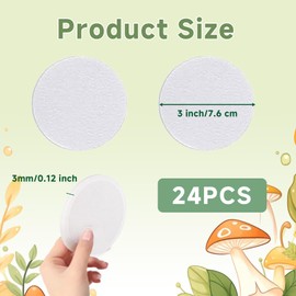 24Pcs 3" Monotub Adhesive Filter Disks 3mm Thick Monotub Filter Discs Mushroom Filter Pads for Mushroom Growing Supplies Monotub Filtration Pad Replacements for Wide Mouth Jar Lids Mason Jars