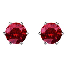 Cate & Chloe White Gold Birthstone Stud Earrings, 18k Gold Plated Earrings with 1ct Genuine Gemstone Crystals, Birthstone Jewelry for Women, 6-Prong-Setting, Metal