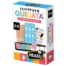 HEADU - Scrittura Guidata Letterine in Gioco - Prescrittura, Alfabeto e Parole |Gioco Didattico per Imparare a Leggere e Scrivere, Gioco Educativo Bambini 3-6 Anni, Regalo Natale Pasqua, Made In Italy