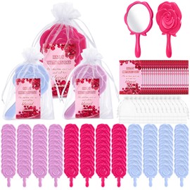 36 Sets Rose Handheld Mirrors Bulk for Women Christian Compact Makeup Mirrors with Organza Bags Pink Floral Handheld Pocket Mirror for Church Women Party Favor