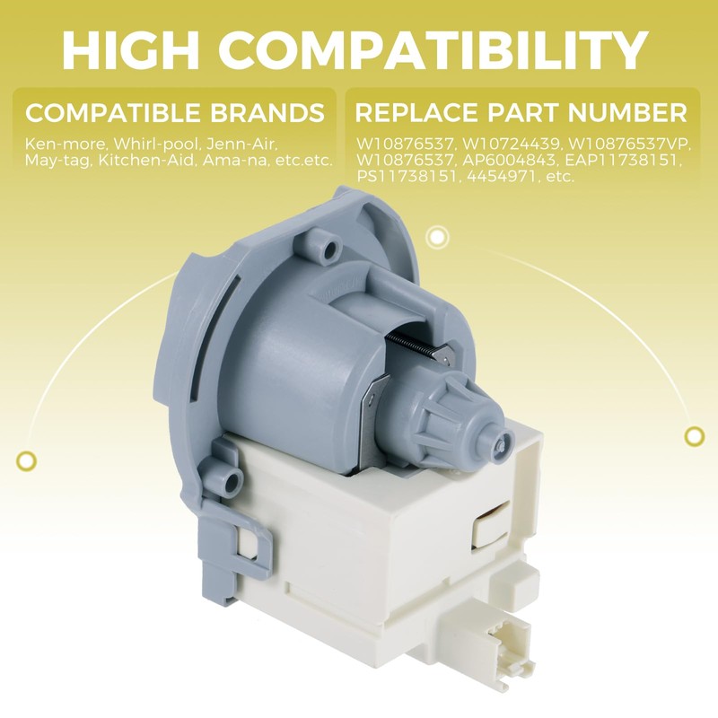 MOOTVGOO W10876537 Dishwasher Drain Pump, Drain Pump Motor Replacement for