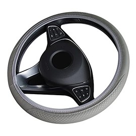 Lotatheta Microfiber Leather Style Steering Wheel Covers Anti-Slip Universal Car Steering Wheel Cover Faux Leather for Car Accessories Auto Car Without Inner Ring (Grey)