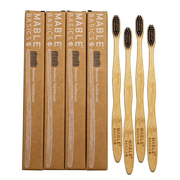 MABLE Basics Bamboo Toothbrush with Plant-Based Bristles | 8 Pack