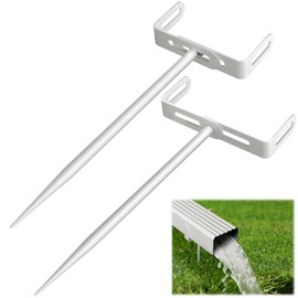 Downspout Bracket,Heavy Duty Size-Adjustable Storm-Proof Downpipe Bracket with Rust-Resistant Coating - Solid Iron Construction,Stable Support,Easy Install,for Lawn,Yard & Industrial Use(2 Pack White)