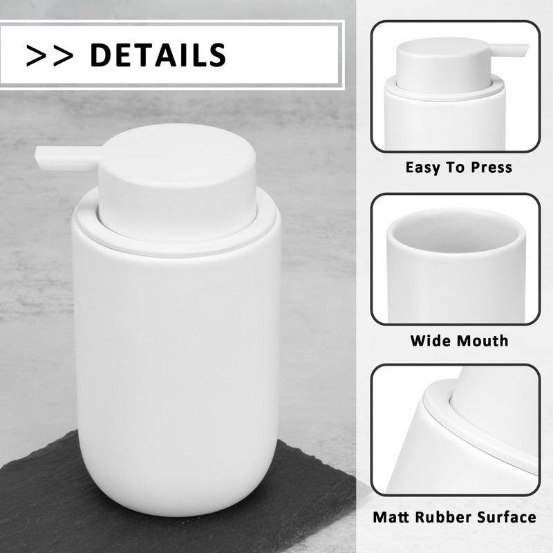 TOOZFO Soap Liquid Dispenser Ceramic with Easy-to-Press Pump Hand Liquid