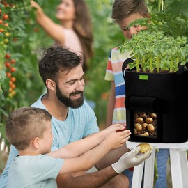 Simboom Tomato Grow Bags with Strong Handles, 5-Pack 3 Gallon, Non-Woven Aeration Fabric Pot Container Outdoor Indoor for Tomato Strawberry Vegetable Fruit Flowers, Black