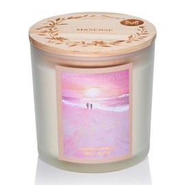 M&SENSE Large-Sized 3 Wick Pink Beach Scented Candle, 24.7oz with Wooden Lid | 120 Hours Long-Lasting Burn, Jar Candle Gift for Home Fragrance