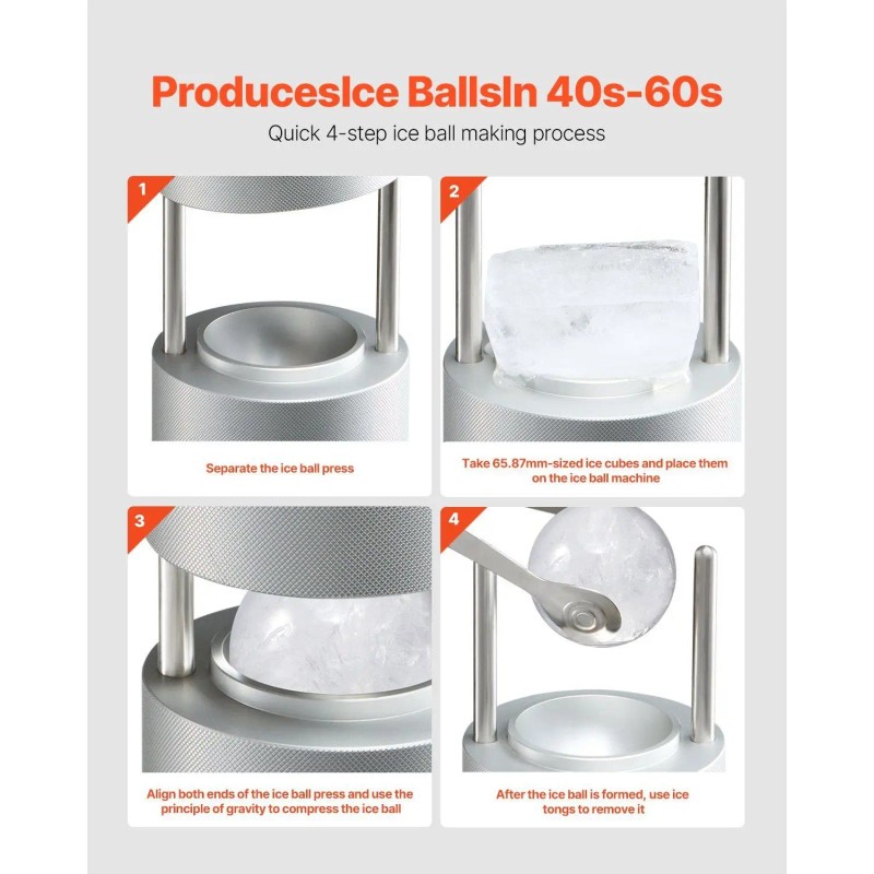 2.1\" Aviation Aluminum Cocktail Smoker Kit Ice Ball Press Maker