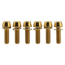Wanyifa Titanium Ti Allen Hex M5x16 18mm Tapered Head Bolt with Washer Screw for Bicycle Stem Parts Pack of 6 (Gold, M5x16mm)