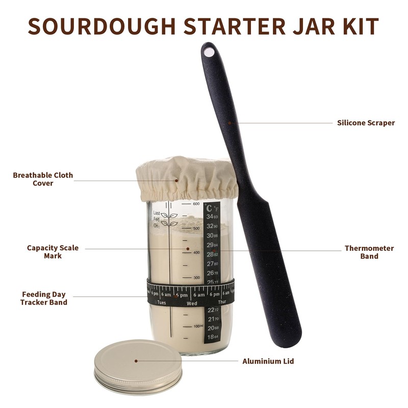 Complete Sourdough Starter Kit with Banneton Proofing Basket & Dough